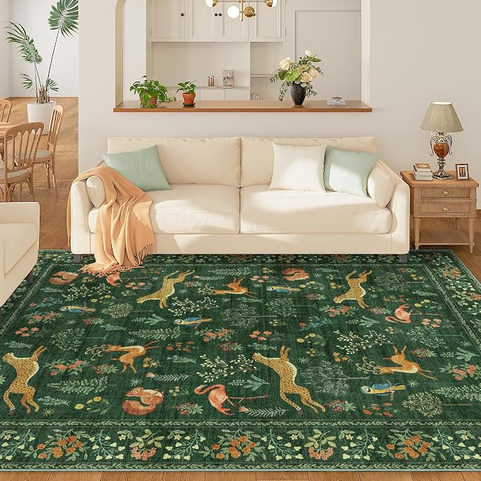 DUKINO 9x12 Rug, Washable Animal Living Room Rug - Image 3