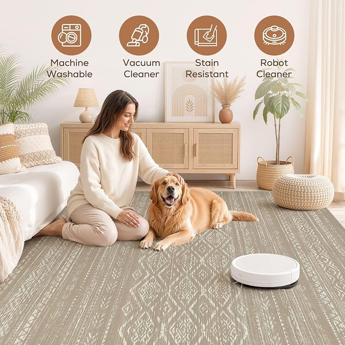Nakagishi Area Rug Living Room Rugs: 8x10 Large Soft Machine Washable Boho - Image 3