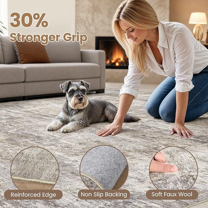 cotiled Washable 9x12 Area Rug for Living Room - Image 3