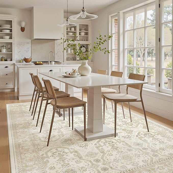 Soalmost 7x9 Area Rug for Living Room Washable Abstract Vintage Soft Thin - Image 4