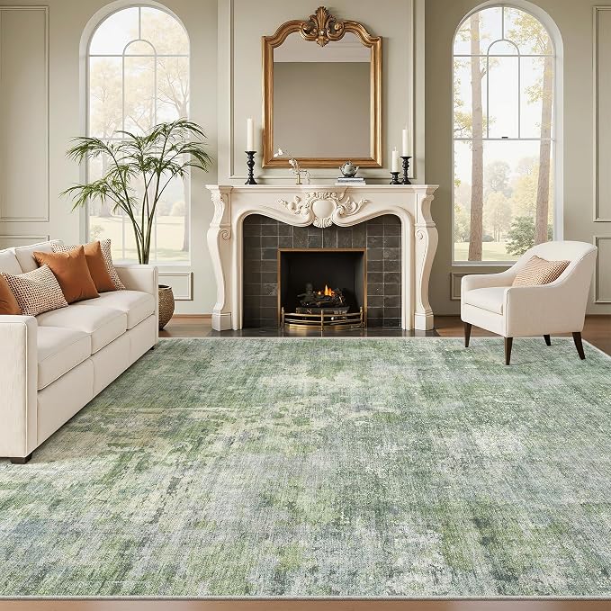 Soalmost Area Rug 10x12 Vintage Washable Living Room Large Carpet Non Slip by Soalmost