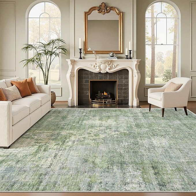 Soalmost Abstract Rug 8x10 Large Living Room Rugs Neutral Modern Washable Area - Image 2