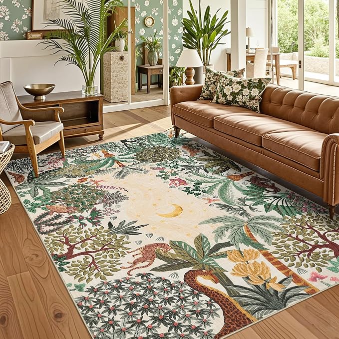 GarveeHome Area Rugs 8x10 for Living Room, Jungle Animal Large Washable Rug by GarveeHome