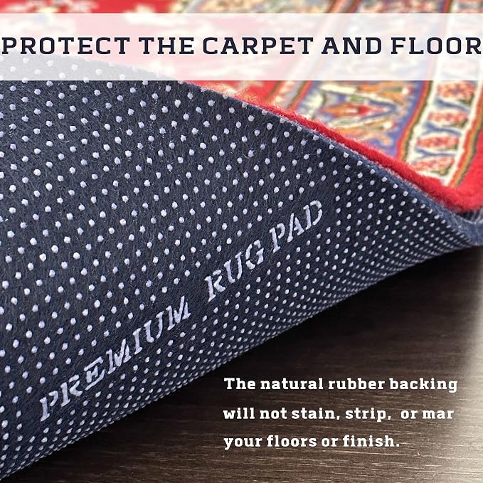 DELLUNA Non-Slip Area Rug Pad 3/8" 2.5'x13'Thick Double Side Rubber + Felt - Image 7