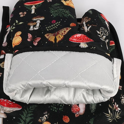 Mushroom Oven Mitts and Pot Holders Sets Cute Oven Gloves Heat Resistant 4 Pcs - Image 5