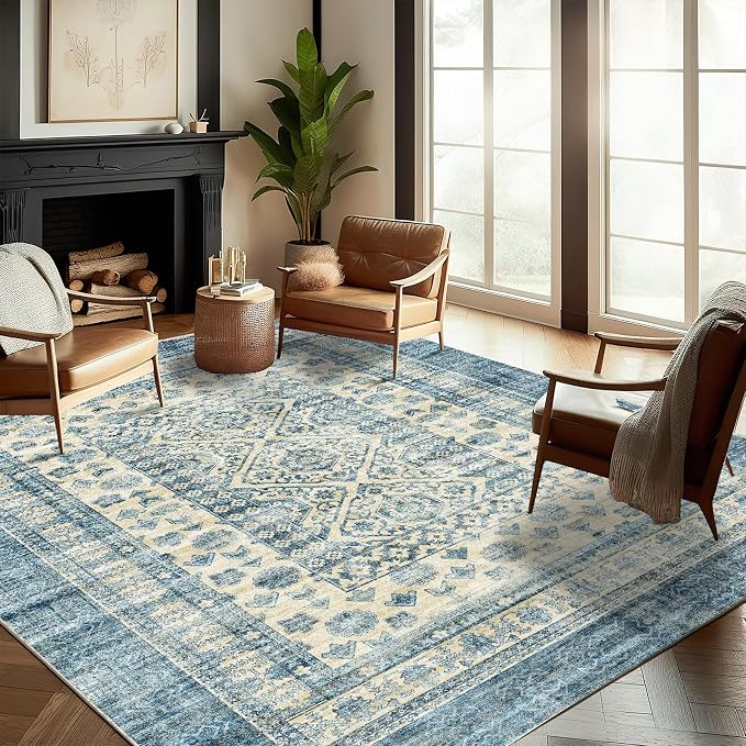 CHAMPLANT Washable Area Rug 10'x14' Boho Design Non-Shedding Easy Care Ideal - Image 2