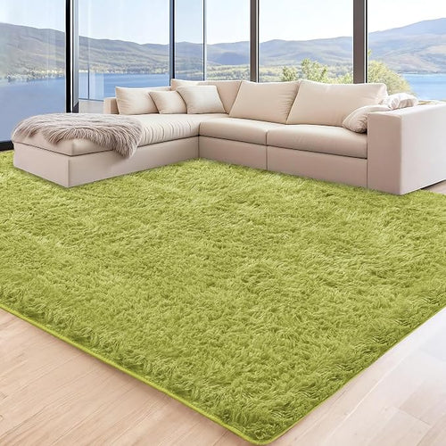 6x9 Green Grass Area Rugs for Living Room, Large Fluffy Shag Rug for Bedroom by Unknown