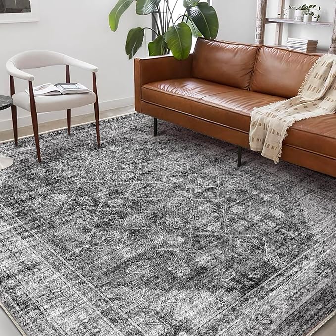 CHAMPLANT Washable Area Rug 8'x10' Retro Boho Design Non-Shedding Non-Slip Easy by CHAMPLANT
