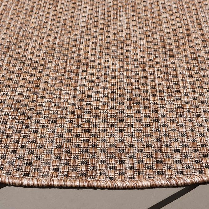 SAFAVIEH Courtyard Collection 4' Round Natural/Black CY8521 Indoor/ Outdoor - Image 5