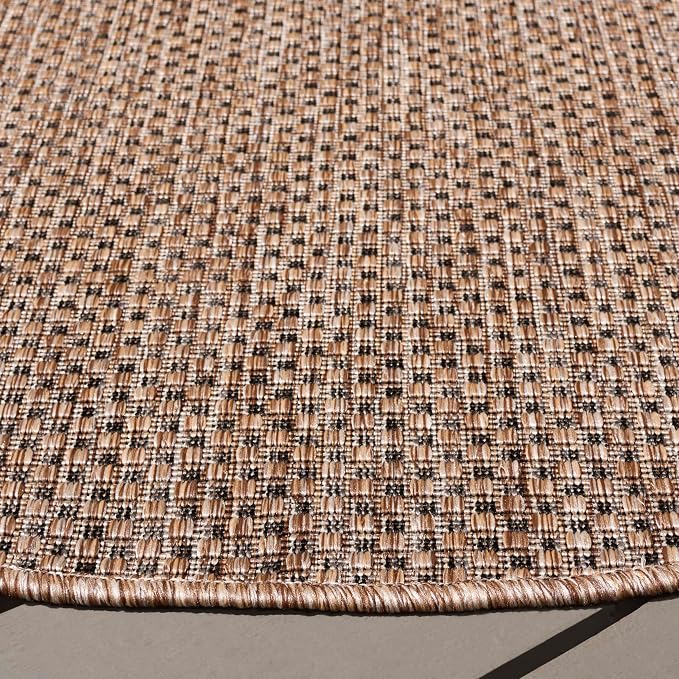 SAFAVIEH Courtyard Collection 7'1" Round Natural/Black CY8521 Indoor/ Outside - Image 5