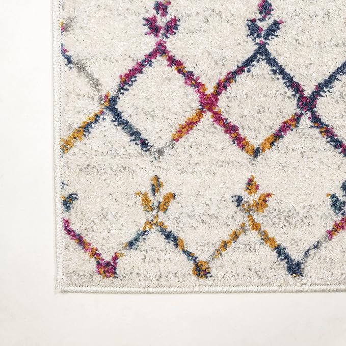 JONATHAN Y Boho Vintage Diamond Cream/Multi Indoor Area Rug 5X8 ft, Moroccan - Image 9