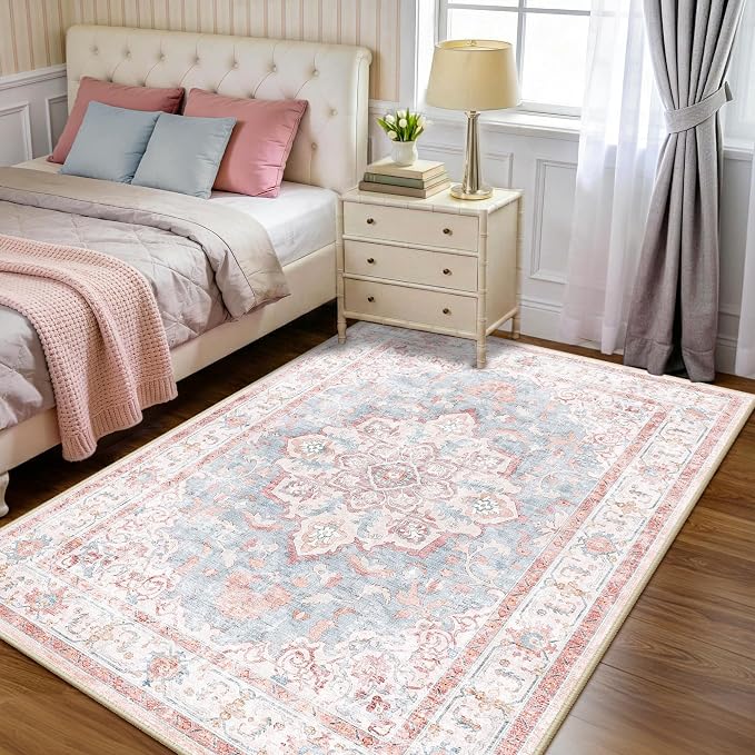 CAPALOCA Machine Washable Rugs Nursery Rug 3x5 Cute Girl Non Slip Low Pile - Image 2
