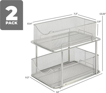 Sorbus 2 Sets of 2 Tier Metal Under Sink Organizer - Image 3