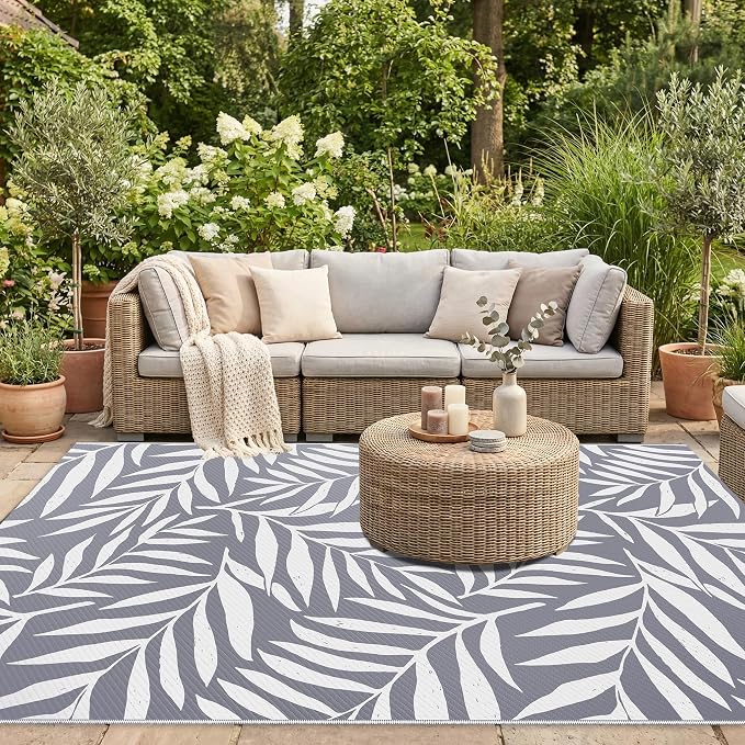 Smiry Outdoor Rug 5x8 ft, Waterproof Reversible Plastic Straw Rugs, Outdoor - Image 5