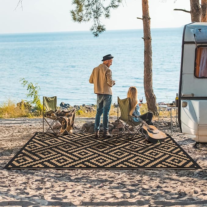 GENIMO Outdoor Rugs 8'x10' Waterproof, Reversible Mats, Area Plastic Straw Rug - Image 2