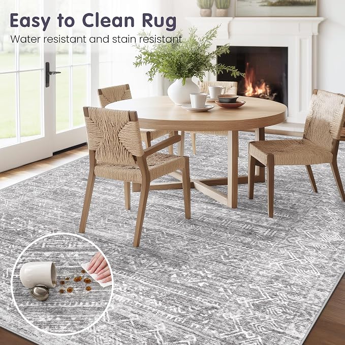 Washable Rug 8x10 Area Rugs: Modern Geometric Rugs - Image 8