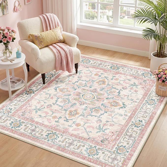 CAPALOCA Machine Washable Rugs Nursery Rug Sq4ft Cute Girl Non Slip Low Pile by CAPALOCA