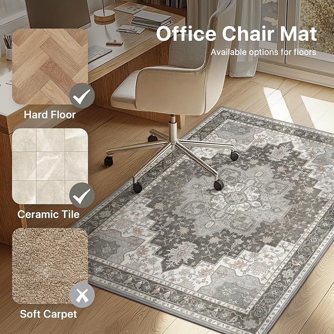 48"x60" Office Chair Mat for Hardwood Tile Floor, Under Desk Carpet Protector - Image 3