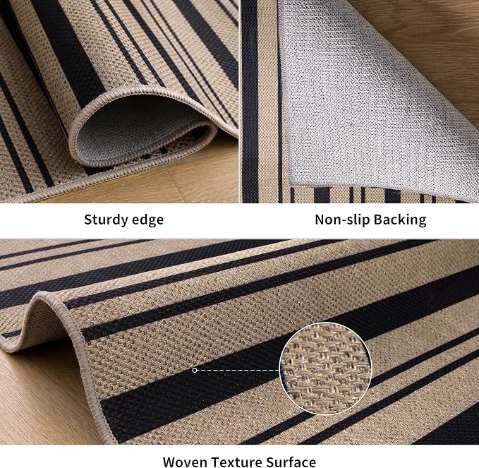 Tangsoo Stripe Easy Jute Rug, Ultra Thin 2x3 Outdoor Rug - Image 4