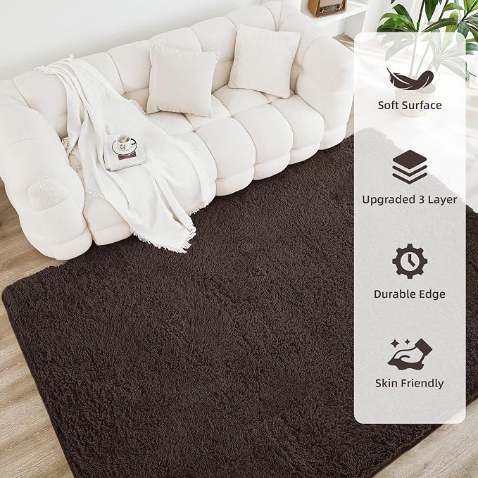 Litanika 3x5 Shag Area Rug for Living Room Bedroom, Non-Shedding Modern Indoor - Image 4