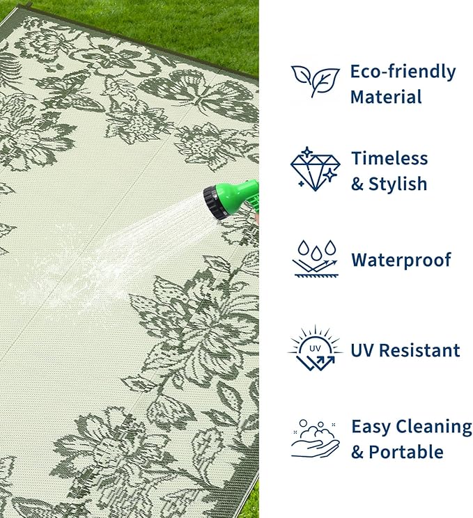 Garvee Outdoor Rugs 9' x 18’ Waterproof Reversible Mats, Large Area Plastic - Image 2