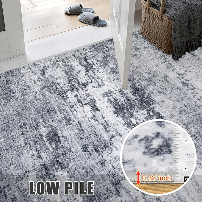 Round Area Rug for Living Room: 4 ft Washable Modern Abstract Soft Thin Rug - Image 6