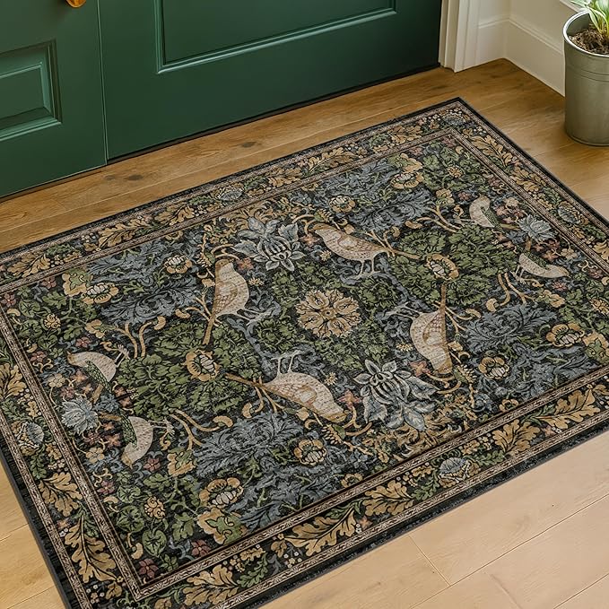 Hazo Haus Washable Dark Vintage Floral Rugs - Image 6