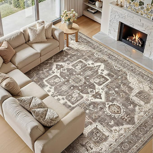 9x12 Washable Area Rugs for Living Room, Large Rug Non Slip Backing Vintage - Image 2