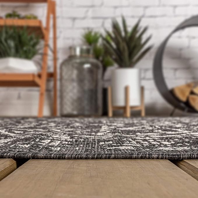 JONATHAN Y Boho Medallion Indoor Outdoor Runner Rug 2X10 Black/Gray, Malta - Image 7