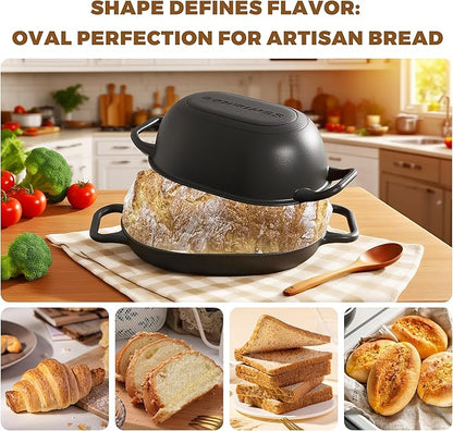 Oval Dutch Oven for Bread Baking 12 x 8 Inch, Pre-Seasoned Cast Iron Bread Oven - Image 6