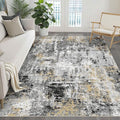 5x8 Area Rug Living Room: Washable Large Abstract Neutral Modern Soft Rug Stain by LOONGRUG