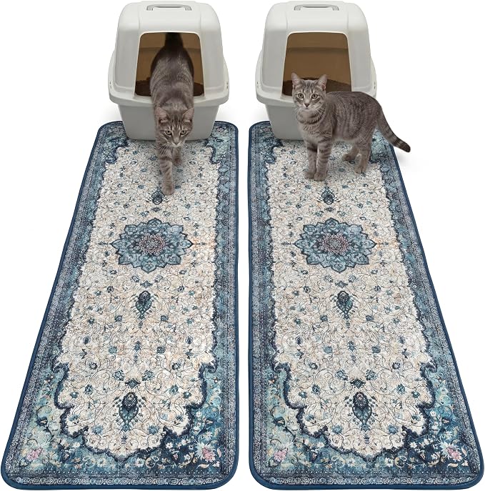 Hompet Cat Litter Mat 2 Pack, 20x60 Large Machine Washable Trapping Mats by Hompet