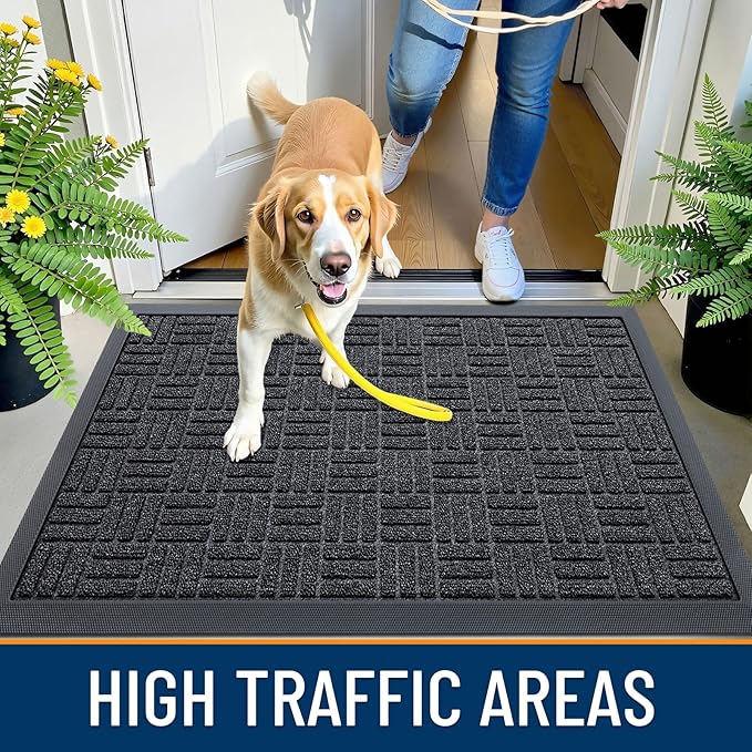 OLANLY Front Door Mat Outside Entrance 59x34, Heavy Duty Sturdy Natural Rubber - Image 5