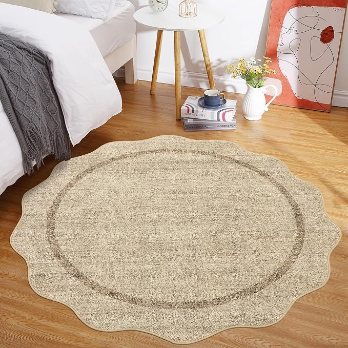 GarveeHome Scalloped Round Rugs 6Ft Washable Area Rug - Image 8