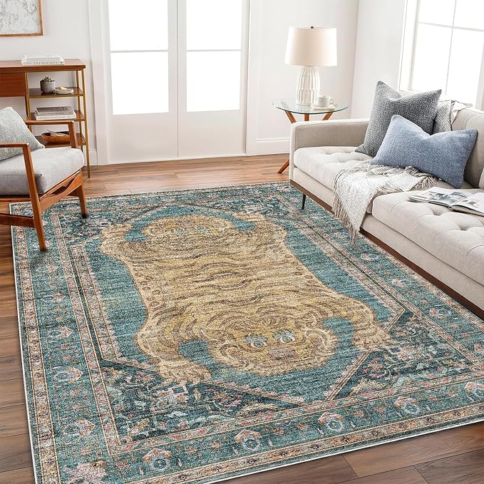 CHAMPLANT Washable Area Rug 4'x6' Vintage Traditional Floor Cover Foldable Thin by CHAMPLANT