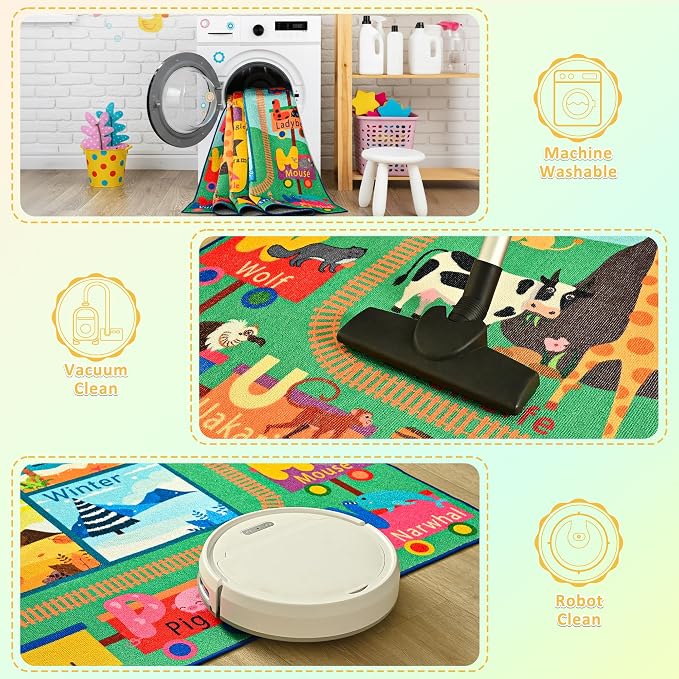 Maxsoft Kids Rug for Playroom, Educational 4x6 Play Mat for Classroom, Washable - Image 8