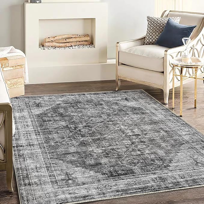 CHAMPLANT Washable Area Rug 4'x6' Vintage Traditional Floor Cover Foldable Thin - Image 2
