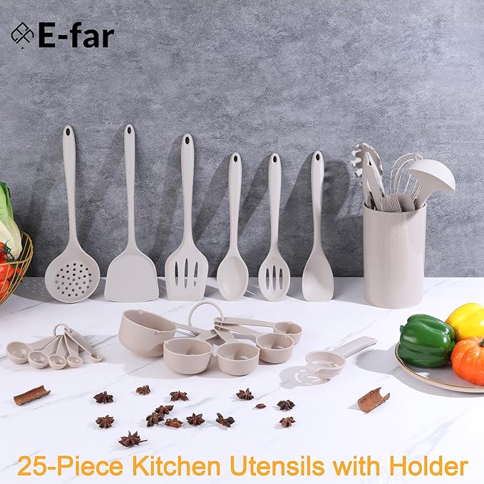E-far Silicone Cooking Utensils Set, 25 Piece Kitchen Utensils - Image 4