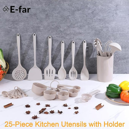 E-far Silicone Cooking Utensils Set, 25 Piece Kitchen Utensils - Image 4