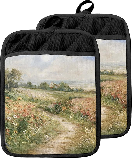 Rustic Wildflower Meadow Pot Holders by Unknown