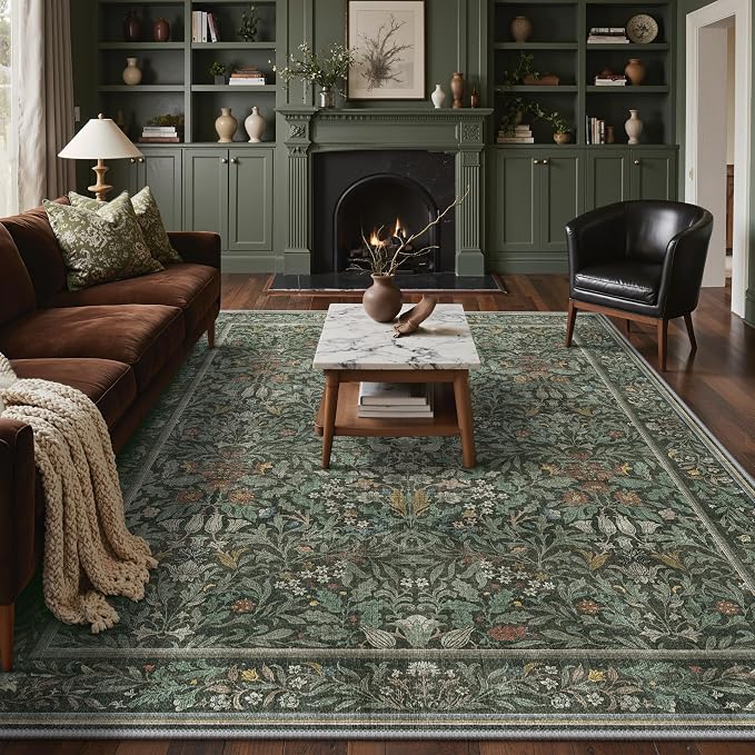 GENIMO 6x9 Washable Area Rug, Non-Slip Vintage Boho Floral Carpet, Soft by GENIMO