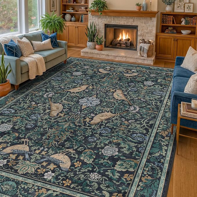 Cottagecore 10x12 Area Blue Rug by HazoHaus