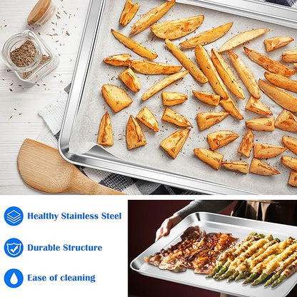 E-far Large Baking Sheets Set of 3, 20”x14” Stainless Steel Cookie Sheet Pans - Image 4
