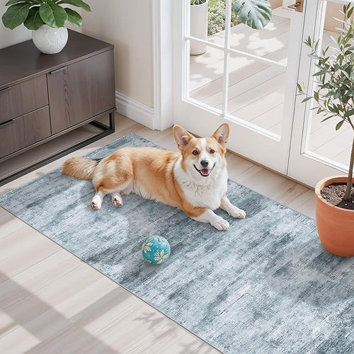 2x5 Non-Slip Washable Runner Rug – Modern Neutral Abstract Small Rug by ZHXXUJ
