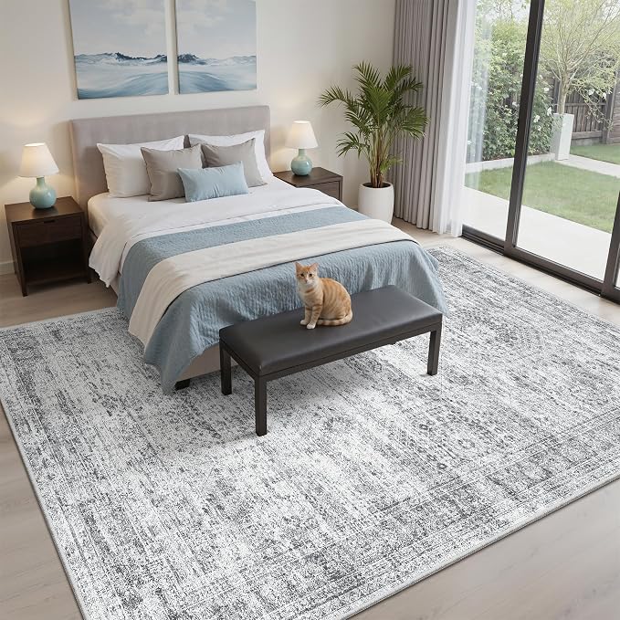 Soalmost 7x9 Area Rug for Living Room Washable Abstract Vintage Soft Thin - Image 3