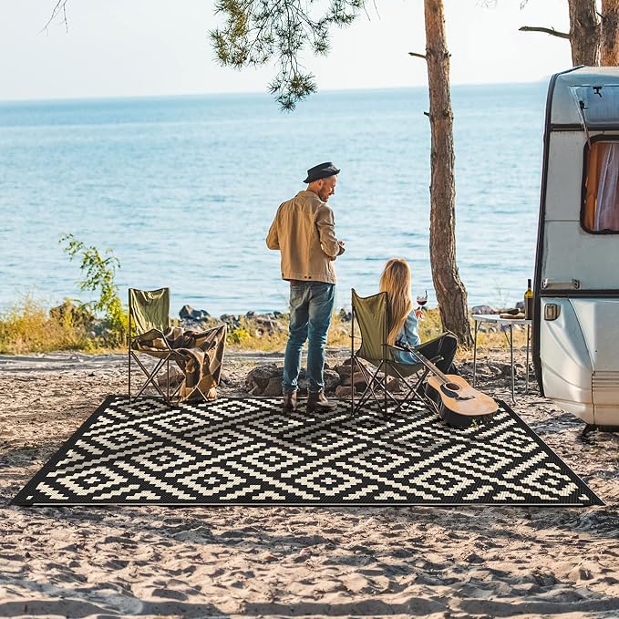 GENIMO Outdoor Rugs 8'x10' Waterproof, Reversible Mats, Area Plastic Straw Rug - Image 2