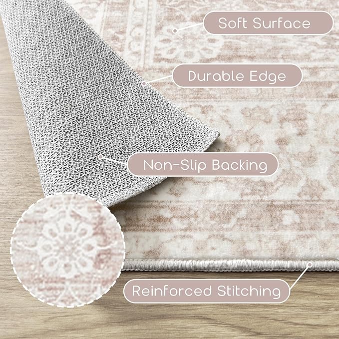 BILEEHOME Light Pink Nursery Rug - Image 3