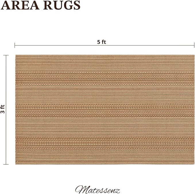 MatEssenz 3x5 ft Washable Area Rug, Textured Natural Woven Low-Profile Entryway - Image 2