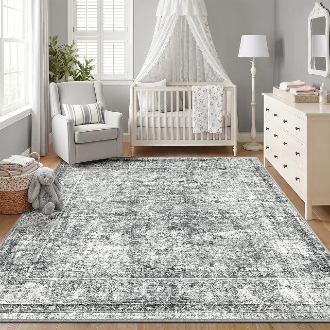 CAPALOCA Machine Washable Rugs Nursery Rug Sq6ft Cute Girl Non Slip Low Pile - Image 3