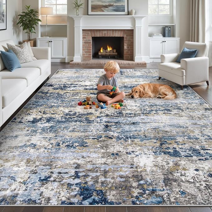 pmtsns Area Rugs 10x12 Living Room: Washable Rug Modern Abstract Neutral Soft by pmtsns